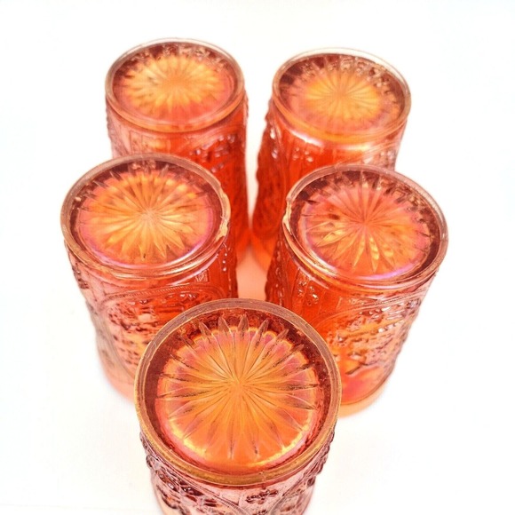 Vintage Imperial Windmill Marigold Carnival Glass 4in Tumbler Set of 5 w issues - Picture 9 of 12